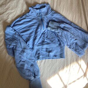 Aerie Cropped Periwinkle Quarter Zip